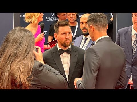 Lionel Messi and Lewandowski Talking at Laureus Sports Awards