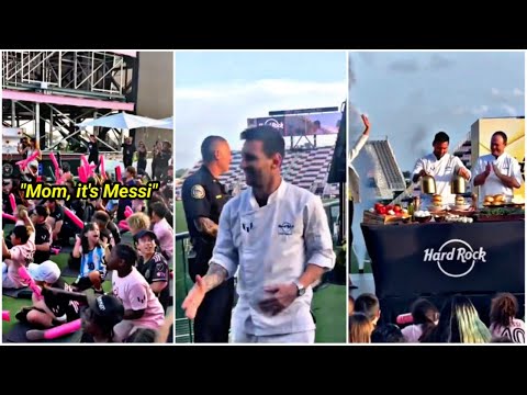 Lionel Messi surprised the kids at the Hard Rock Cafe launch event for new dish 👨🏻‍🍳🍔