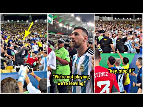 Lionel Messi reacts when Brazilian police beat Argentina fans with sticks. 🥺🇦🇷🇧🇷