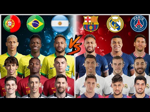 Argentina Brazil Portugal 🆚 MSN BBC MNM ( Messi Ronaldo Neymar Mbappe Suarez Bale Benzema ) 🔥💪