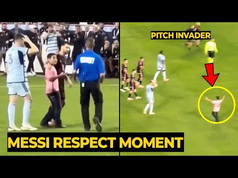 Messi showing his kindness with young pitch invader during Inter Miami vs Sporting KC game